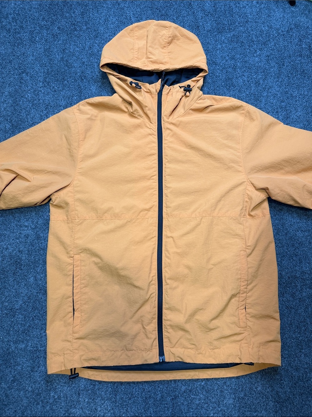 H&M Men’s Lightweight Hooded Windbreaker Jacket - Mustard Yellow - Size S